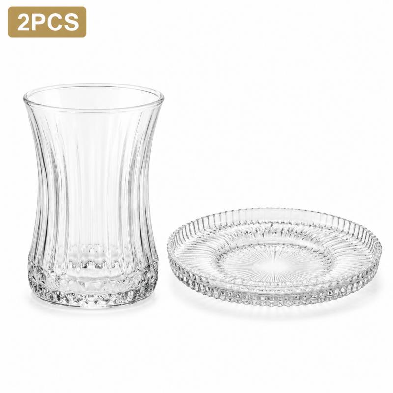 Espresso Shot Glass - Juego de 2 Tazas y Platos